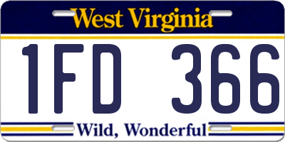 WV license plate 1FD366