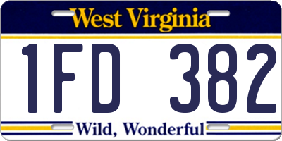 WV license plate 1FD382