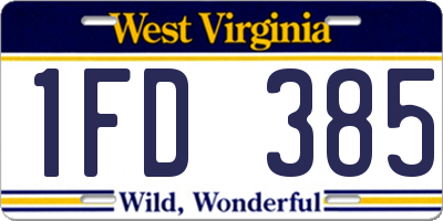 WV license plate 1FD385
