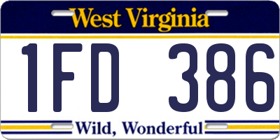WV license plate 1FD386