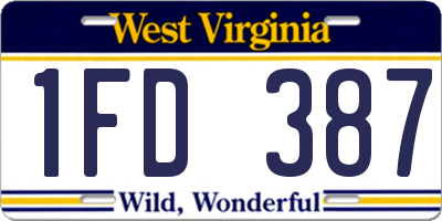 WV license plate 1FD387