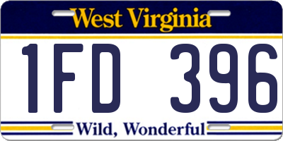 WV license plate 1FD396