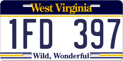 WV license plate 1FD397