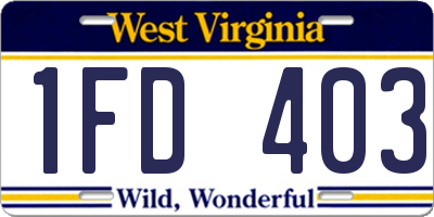 WV license plate 1FD403