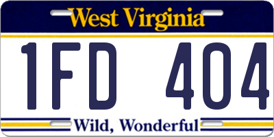 WV license plate 1FD404