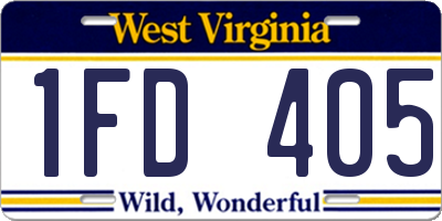 WV license plate 1FD405