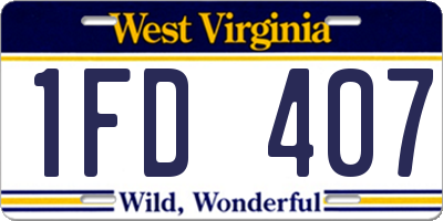 WV license plate 1FD407