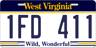 WV license plate 1FD411