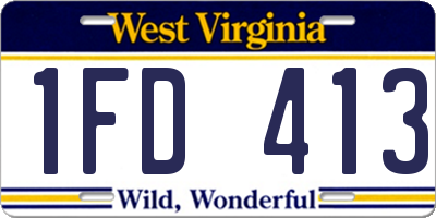 WV license plate 1FD413