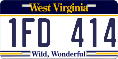 WV license plate 1FD414