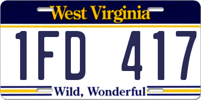 WV license plate 1FD417