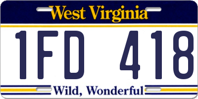 WV license plate 1FD418