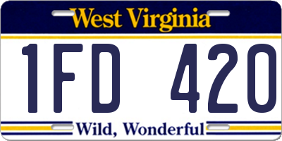 WV license plate 1FD420