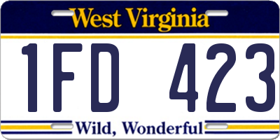 WV license plate 1FD423