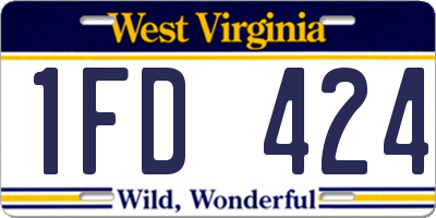 WV license plate 1FD424