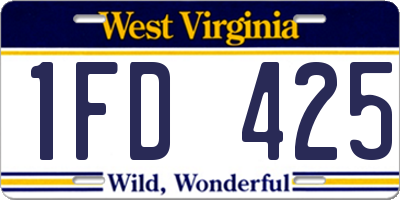 WV license plate 1FD425