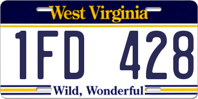 WV license plate 1FD428