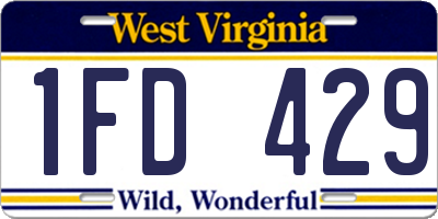 WV license plate 1FD429