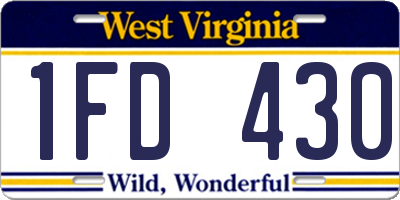 WV license plate 1FD430