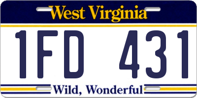 WV license plate 1FD431
