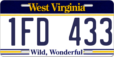WV license plate 1FD433
