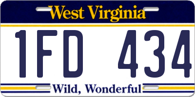 WV license plate 1FD434