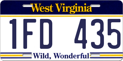WV license plate 1FD435