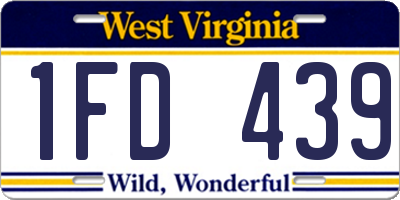 WV license plate 1FD439