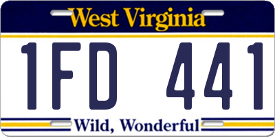 WV license plate 1FD441