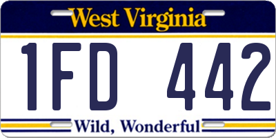 WV license plate 1FD442