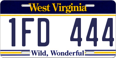 WV license plate 1FD444