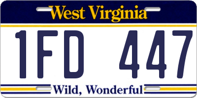 WV license plate 1FD447