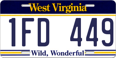 WV license plate 1FD449