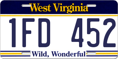 WV license plate 1FD452