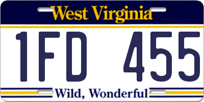 WV license plate 1FD455