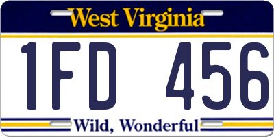 WV license plate 1FD456
