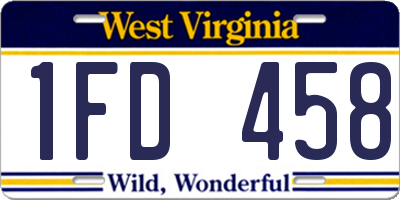 WV license plate 1FD458