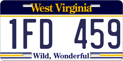 WV license plate 1FD459