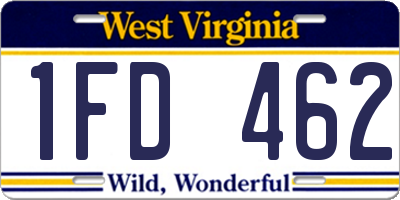 WV license plate 1FD462