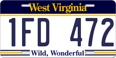 WV license plate 1FD472