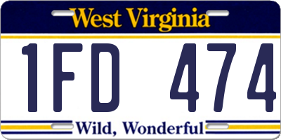 WV license plate 1FD474