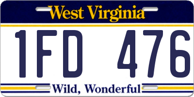 WV license plate 1FD476