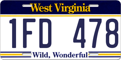 WV license plate 1FD478
