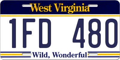 WV license plate 1FD480