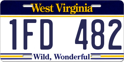 WV license plate 1FD482
