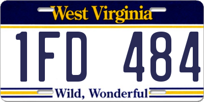 WV license plate 1FD484