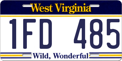 WV license plate 1FD485