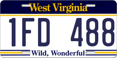 WV license plate 1FD488