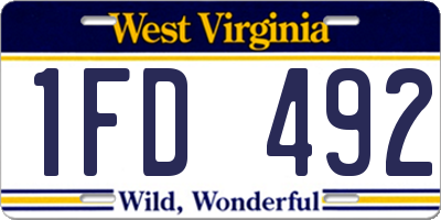WV license plate 1FD492