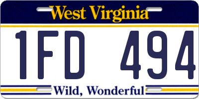WV license plate 1FD494
